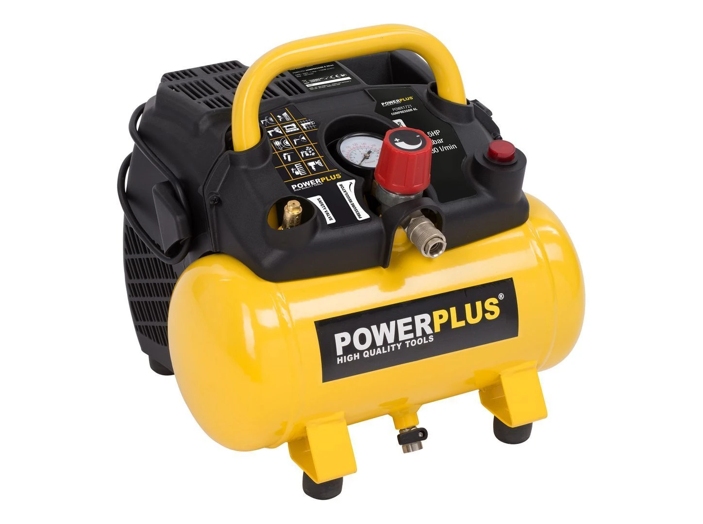 Powerplus POWX1721 Compressor - 1100W - 6L - Olievrij 1 Powerplus POWX1721 Compressor - 1100W - 6L - Olievrij