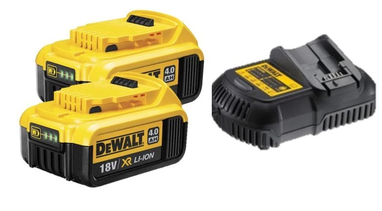 DeWalt 18V Li-Ion Accu Starterset (2x 4.0Ah) + Lader 1 DeWalt 18V Li-Ion Accu Starterset (2x 4.0Ah) + Lader
