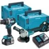 Makita DLX2210TJ1 18V Li-Ion Accu Klopboor-/schroefmachine (DHP484Z) & Haakse Slijper (DGA506) Combiset (2x 5Ah Accu) In Mbox
