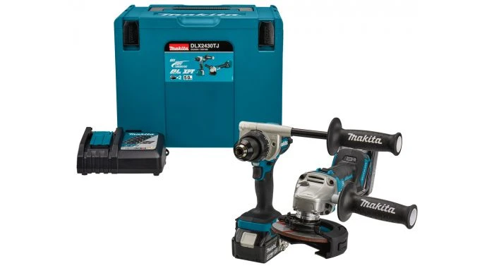 Makita DLX2430TJ 18V Li-Ion Accu Boor-/schroefmachine (DDF486) & Haakse Slijper (DGA504) Combiset (2x 5.0Ah) In Mbox 1 Makita DLX2430TJ 18V Li-Ion Accu Boor-/schroefmachine (DDF486) & Haakse Slijper (DGA504) Combiset (2x 5.0Ah) In Mbox
