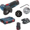 Bosch GWS 12V-76 12V Li-Ion Accu Haakse Slijper Set (2x 3.0Ah Accu) In L-Boxx - 76mm - Koolborstelloos - 06019F200B