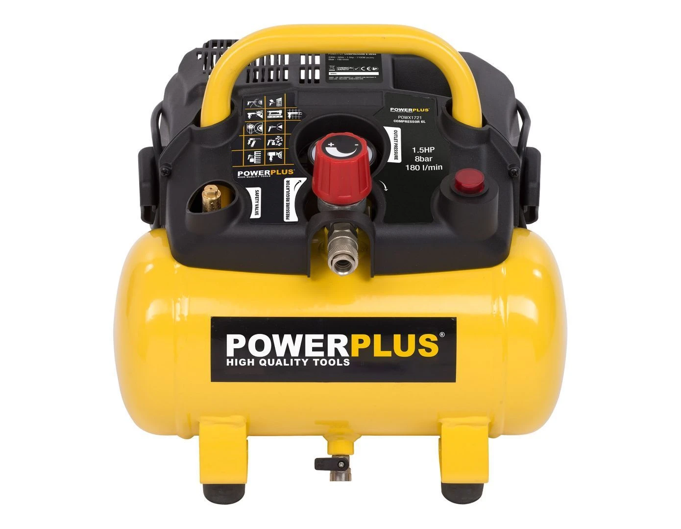 Powerplus POWX1721 Compressor - 1100W - 6L - Olievrij 8 Powerplus POWX1721 Compressor - 1100W - 6L - Olievrij - Afbeelding 8