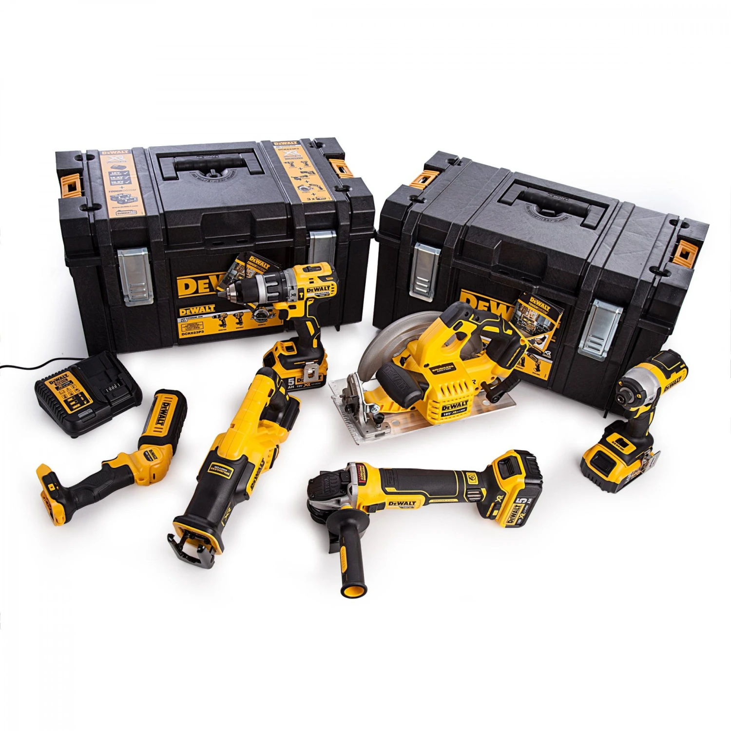Dewalt DCK623P3 XR 18V Li-ion Accu 6 Delige Combiset (3x 5.0Ah Accu) In Koffer 1 Dewalt DCK623P3 XR 18V Li-ion Accu 6 Delige Combiset (3x 5.0Ah Accu) In Koffer