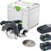 Festool HKC 55 5,0 EBI-Plus-SCA 18V Li-Ion Accu Pendelkapzaag Set (2x 5,0Ah) In Systainer - 160mm - 577678